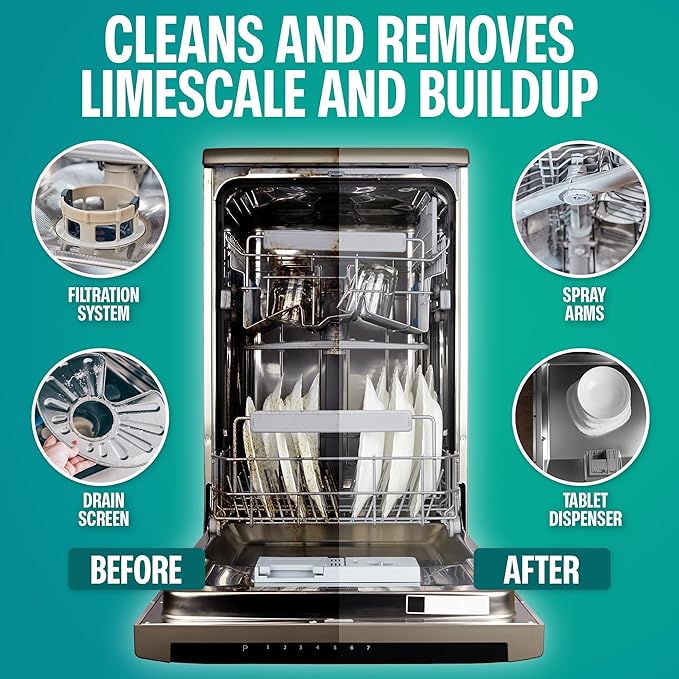 Sudstainables Dishwasher Cleaner and Deodorizer Tablets, 24 Pack – Dishwasher Cleaning Tablets for Odor and Buildup Removal, Descaler - 1-Year Supply