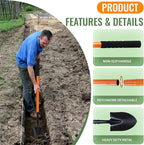 Small Shovels for Digging, Garden Spade Shovel Beach Shovels with 43.3in Handle,Heavy Duty Portable Metal Shovel for Gardening Camping Trenching Digging Landscaping,Off-Road Use, Orange