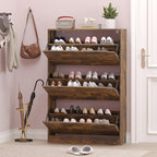 BORNOON Shoe Cabinet with 3 Flip Drawers, Hidden Wood Shoe Cabinet,Freestanding Shoe Storage Cabinet for Entryway Hallway