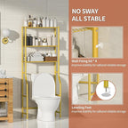 3-Tier Over The Toilet Storage, Freestanding Metal Bathroom Shelves, Space Saver Above The Over Toilet Storage Shelf for Bathroom (Gold)