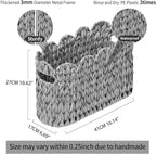 Grey Toilet Paper Storage Basket,Scalloped Baskets for Bathroom Organizers and Storage,Waterproof Plastic Wicker Basket for Bathroom,Laundry Room