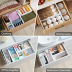 Lifewit 16 Pack 4" High Drawer Dividers 28-43.5cm/11-17" Adjustable Drawer Organizer for Clothes/Utensils, Expandable Drawer Separator in Dresser/Kitchen/Bedroom/Office Organization & Storage White