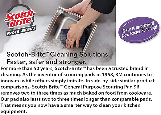 Scotch-Brite General Purpose Scouring Pads 105, Green, 4.5" x 6" Cleaning Scrub Pads (Pack of 40)