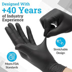 Hand-E Touch Black Nitrile Disposable Gloves Small, 50 Count - BBQ, Tattoo, Hair Dye, Cooking, Mechanic Gloves - Powder and Latex Free