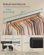 SONGMICS Clothes Rack with Wheels, Heavy-Duty Clothing Rack for Hanging Clothes, Portable, 17.7 x (63-78.7) x 63.6 Inches, with Extendable Hanging Rail, 330 lb Load Capacity, Black UHSR175B01