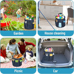 Qivine 17L Cleaning Caddy with Handle, Cleaning Supply Caddy Foldable Tool Bag Cleaning Products Organizers Portable Cleaning Bucket Organiser for Storing Towels(Blue)