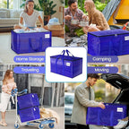 FabSpace Moving Storage Bags, Moving Supplies Packing Boxes for Moving, Camping, College Dorm Room Essentials for Girls, Blue Tote Bags, Heavy-Duty Storage Bins With Lids And Zippers, 93L 2 Pack