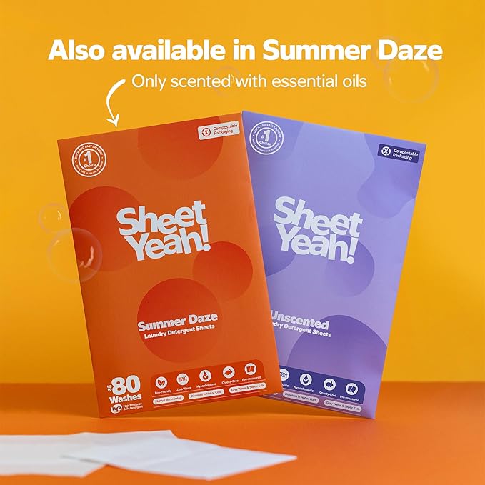 Laundry Detergent Sheets - 40 Loads - No Plastic Jug Concentrated Laundry Detergent, Hypoallergenic, Gentle on Skin - 20 Sheets