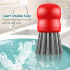 Mini Dish Brush for Cleaning Chicken Shredder, Palm Brush Dish Scrubber with Ergonomic Grip, Kitchen Brush for Washing Dishes, Pans, Pots, Sink (1, Red)