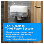 Tork Coreless Toilet Paper Dispenser White, For Homes and Small Businesses, Fits T7 Dispensers