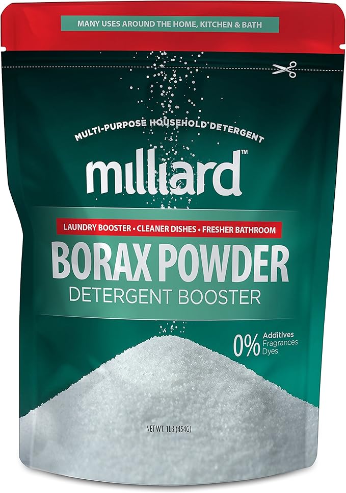 Milliard Borax Powder Laundry Booster, Pure Natural Multipurpose Cleaner and Detergent, 1 lb - Unscented