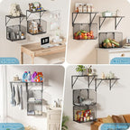 2 Pack Laundry Room Shelves Organization And Storage,Wall Mounted Clothes Drying Rack With Wire Mesh Basket Over Washer And Dryer,Large Capacity Floating Wall Shelf For Bathroom,Kitchen,Storeroom