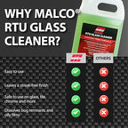 Malco Ready-To-Use Glass Cleaner - Streak-Free Removal of Dirt, Grease, Oils, & Bug Debris from Glass, Chrome, Tile, Stainless Steel, Vinyl, Rubber/Ammonia-Free & Tint Safe / 1 Gallon (107901)