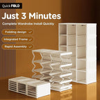 ANTBOX Portable Wardrobe Closet Storage Organizer for Clothes,Suitable for Living Room, Bedroom,Plastic Wardrobe with Magnetic Transparent Door and Easy Assembly 8 Cubes & 2 Hanging Rod