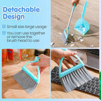 Roshtia 4 Pcs Mini Broom with Dustpan for Kids Broom and Dustpan Set Toddler Cleaning Set Boys Girls Small Cleaning for Kitchen Bathroom Pet (Yellow,Red,Green,Hoary)