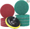 4 Inch Drill Brush Power Scouring Pads - Heavy Duty Tub and Tile Cleaner - Household Cleaning Kit Includes Drill Attachment, 5 Red, 5 Stiff Green Scrubber Pads