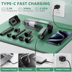 3 in 1 Car Vacuum Portable Cordless, 12000PA Strong Suction, 2 Suction Modes, Rechargeable with Type-C, Handheld Vacuum for Car, Office, Home, Pet