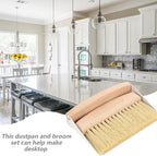 Artibetter Mini Desktop Broom and Dustpan Set with White Sisal Bristles, Small Handheld Cleaning Brush for Home and Office Table Accessories