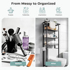 GRUSIGN Over-The-Toilet Storage Shelf, 4-Tier Bathroom Organizer Shelf, Freestanding Space Saver Shelves Over Toilet with Adjustable Shelf for Bathroom, Black