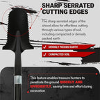 CKG Carbon Metal Detecting Shovel Digging Tool with Double Serrated Blade – Lightweight Digger Garden Root Cutter, Spade Professional Metal Detector Accessories, Gold Digger Shovel - Carbon Black