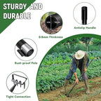 Stirrup Hoe, Heavy Duty Hula Hoe with 32-62" Adjustable Long Handle, 2 in 1 Action Hoe with Cultivator Rake, Scuffle Hoe, Hula Hoe Garden Tool for Weeding Grass, Loosening Soil, Sharp Blade, Black