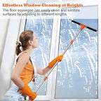 Floor Squeegee for Concrete Floor,18" Large Heavy Duty Squeegee for Floor, Rubber Broom with 62" Long Handle for Bathroom Tile, Garage Concrete, Deck, Shower Glass, Window Cleaning