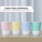 Disposable Coffee Cups With Lids - (80 set) 12 oz Paper To Go Coffee Cups With Resealable Lids Prevent Leaks! Travel Insulated Hot Beverage Drink Cup. Will Not Bend With Heat or Burn Fingers