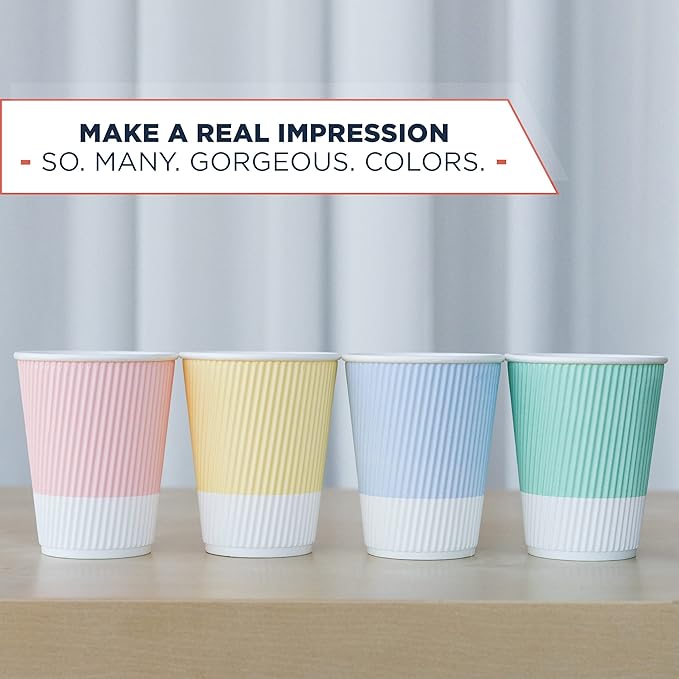 Disposable Coffee Cups With Lids - (80 set) 12 oz Paper To Go Coffee Cups With Resealable Lids Prevent Leaks! Travel Insulated Hot Beverage Drink Cup. Will Not Bend With Heat or Burn Fingers