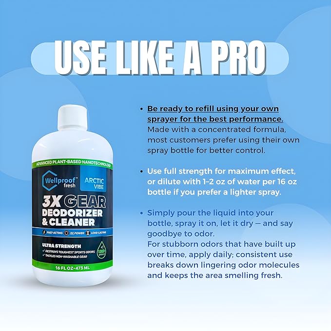 Refill Concentrate 2-in-1 Sports Gear Cleaner & Odor Eliminator – Powerful Nano Enzyme Deodorizer for Athletic Equipment, Gym Bags, Hockey, Football, Boxing, MMA – Plant-Based, Removes Stink & Dirt