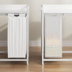 Herture Laundry Hampers with Shelf, Laundry Basket 3 Section, Laundry Sorter with Pull-Out Removable Large 3 Color Bags and Movable Wheels, Metal Frame, 3 x 15.87 Gallons (60L), White PF04XLE