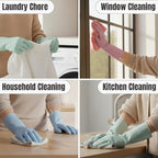 IMARU 3 Pairs Dishwashing Gloves with Hanging Hooks - Reusable Rubber Cleaning Gloves for Household & Kitchen & Gardening, Non-Slip & Waterproof & Durable (Medium)
