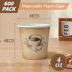 600 Pack 4 oz Small Coffee Cups, Disposable Paper Espresso Cups for Hot/Cold Drinks, Office, Home, Shop, Event