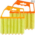 Geiserailie 2 Pcs Window Venetian Blind Cleaner Duster Tool Washable 7 Fingers Dusting Cleaner and Air Vent Shutter Brush Blinds Air Conditioner Fan Duster Dirt Housekeeping Tool (Yellow Orange)