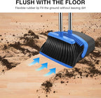 NACENA Broom and Dustpan Set, 52-in Long Adjustable Handle Broom Dustpan Combo with Dustpan Teeth to Automatically Clean Hair Suitable for Home Kitchen Office Hall Floor（Black&Blue）