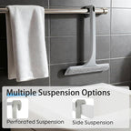 10.7“ Wide All-Purpose Shower Squeegee for Glass Doors, Squeegee for Shower Glass with Hook, Window Squeegee with Double-Ended Gap Brush Set for Shower, Bathroom, Car Glass, Mirror (Gray)