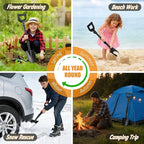 Garden Shovels for Digging, 31 Inch Small Shovel, Heavy Duty Metal Digging Shovel with D-Handle Grip, Short Kids Shovels for Digging, Mini Spade Shovel for Gardening, Camping, Beach, Car, Snow Removal