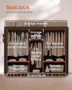 CASAMAYA Portable Closet, 77.6 Inch Extra Large Capacity Wardrobe Closet with Cover, Clothes Storage Organizer with Shelves and 3 Hanging Rods, Easy to Assembly, Black PCT223B01