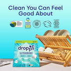 Dropps UltraWash Dishwasher Detergent Pods, Unscented (32 Ct) - Free & Clear | Cuts Grease & Stuck-On Food | Sparkling Dishes & Glasses | Residue-Free | Clean Ingredients | Plastic Free Packaging
