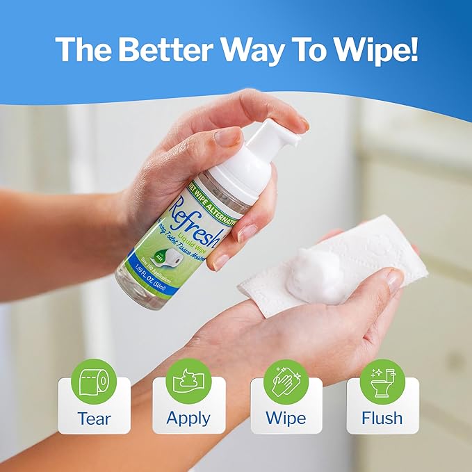Refresh Liquid Wipe Toilet Paper Spray 3-Pack | Alcohol-Free Wet Wipe Alternative for Sensitive Skin | Eco-Friendly | Septic Safe – 2 fl oz Each