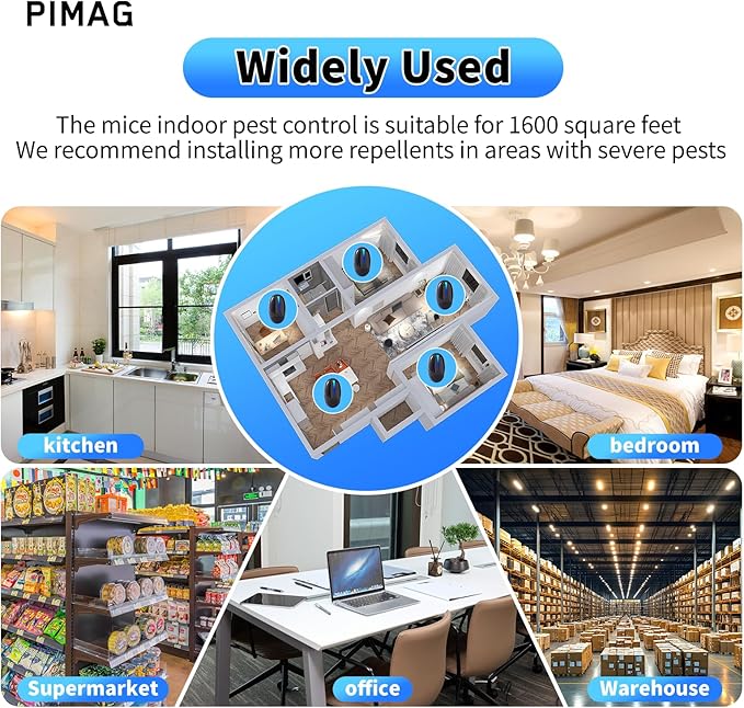 2026 Upgraded Ultrasonic Repeller Insect Indoor, Mouse Traps Repellent Insert Plug in, Pest Control Ant,Roach,Rodent, Mouse, Bugs, Mosquito, Spider, for Home, Office, Warehouse 6 Packs, Black