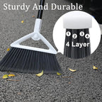 Heavy Duty Angle Broom 2 Pack - White Broom for Outdoor & Indoor, Garage, Driveway, Sidewalk, Kitchen & More, Long Handle