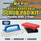 STAR BRITE Scrub Pad Kit - 3 Different Textured Scouring Pads & Interchangeable Handle (040023PW)