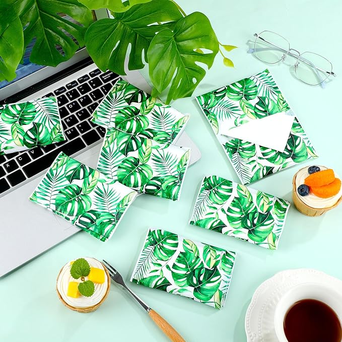 Geyee 50 Packs Facial Tissue Travel Packs Disposable Pocket Tissues for Wedding Guest Travel School Purse Home Supplies, 500 Sheets 3 Ply(Palm Leaves)