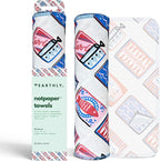 Reusable Paper Towels - 10 PACK - Roll of Washable Cotton Cloth Paper Towels - Paperless Reusable Napkins Cloth Washable - Absorbent + Long Lasting - Zero Waste Products - (Sardine Social)