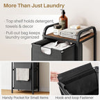 Kitstorack Laundry Hamper, Laundry Basket, Laundry Sorter with a Pull-Out and Removable Bag, Shelf, Metal Frame, 17 Gallons (62 L), Ink Black and Rustic Brown