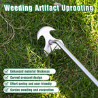 Hand Weeder Tool, Stainless Steel Handle Manual Weeder Tool, Pull Up Weeder Tool, Weed Discharge Tool, 4-Tooth Weeder Tool, Weeder Tool for Gardening 16inch