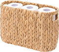 Wicker Toilet Paper Storage Holder with Built-in Handles, Toilet Paper Holder for up to 6 Mega Rolls, Water Hyacinth Toilet Paper Baskets Bathroom Accessories Organizer