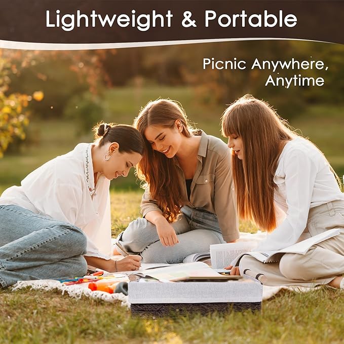 Wicker Storage Basket with Wooden Handle – Paper Rope Decorative Toilet Paper Baskets & Bathroom Organizer for Toilet Tank Top, Shelves, Bedroom, Countertop,Home,Office Storage Bins, 2 Pack,Brown