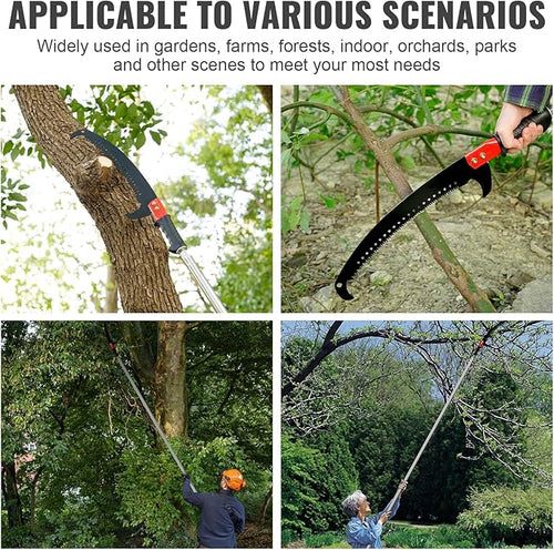 15ft Manual Pole Saw for Tree Trimming, Lightweight Manual Stainless Steel Extension High Pole Pruning Pole Saw for Tree Trimming Branches at Forestry Yard Garden Patio