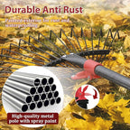 76 Inch Rake for Leaves, Adjustable 18 Metal Tines with Expandable Head Garden Rakes for Lawns Heavy Duty Metal Rake for Leaves Yard Gardening Grass Outdoor Debris